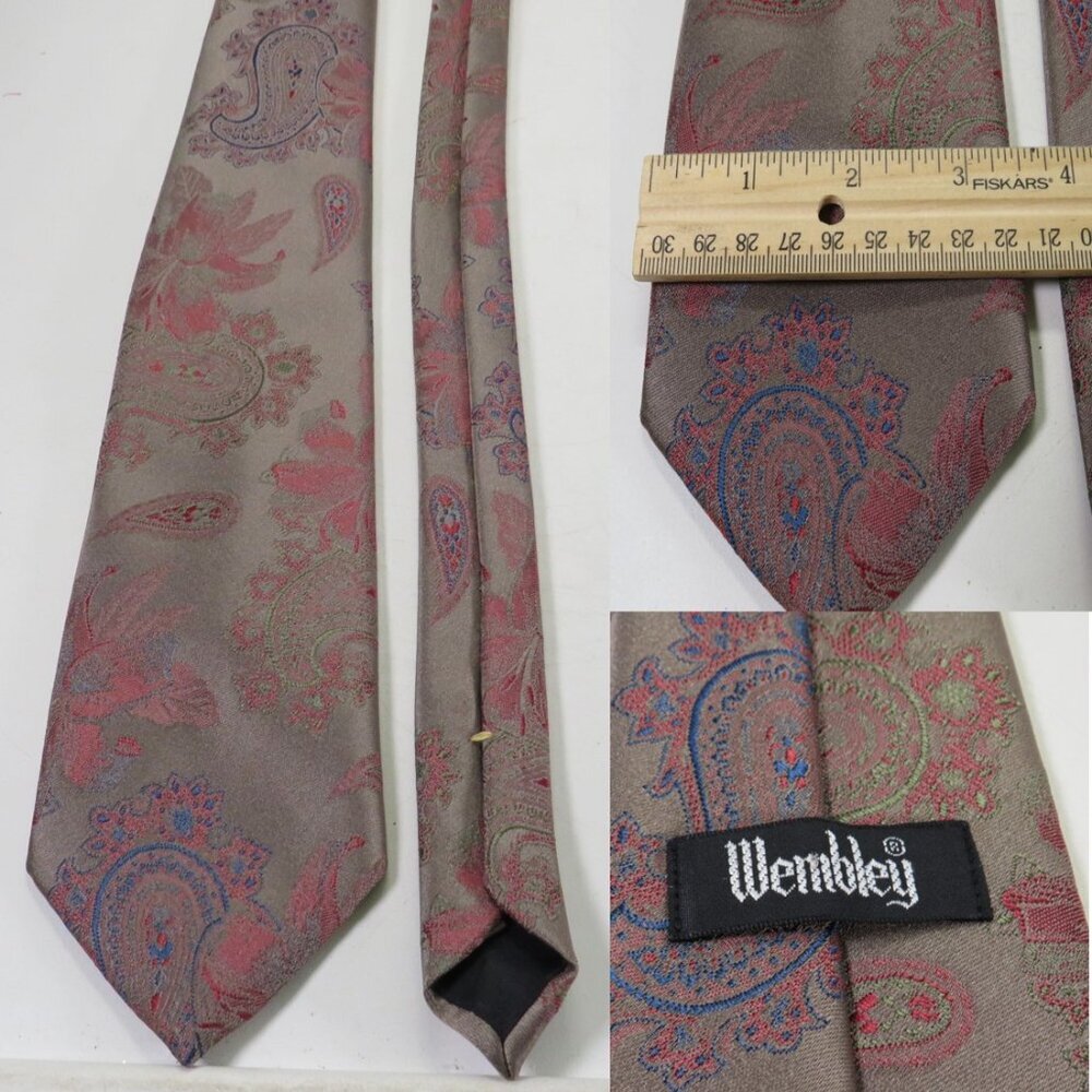 Vintage Topue Brocade Polyester 3% silk by Wembley USA Men's Necktie Neck Tie